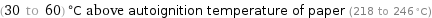 (30 to 60) °C above autoignition temperature of paper (218 to 246 °C)