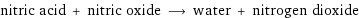 nitric acid + nitric oxide ⟶ water + nitrogen dioxide