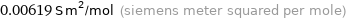 0.00619 S m^2/mol (siemens meter squared per mole)