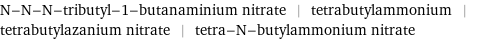 N-N-N-tributyl-1-butanaminium nitrate | tetrabutylammonium | tetrabutylazanium nitrate | tetra-N-butylammonium nitrate