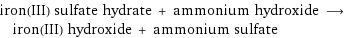 iron(III) sulfate hydrate + ammonium hydroxide ⟶ iron(III) hydroxide + ammonium sulfate