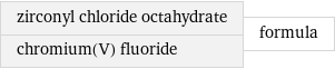 zirconyl chloride octahydrate chromium(V) fluoride | formula