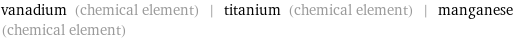 vanadium (chemical element) | titanium (chemical element) | manganese (chemical element)