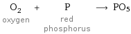 O_2 oxygen + P red phosphorus ⟶ PO5