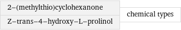 2-(methylthio)cyclohexanone Z-trans-4-hydroxy-L-prolinol | chemical types