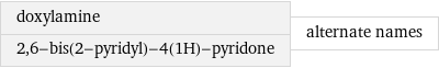 doxylamine 2, 6-bis(2-pyridyl)-4(1H)-pyridone | alternate names