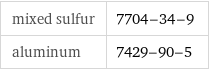 mixed sulfur | 7704-34-9 aluminum | 7429-90-5