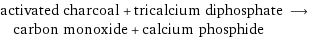 activated charcoal + tricalcium diphosphate ⟶ carbon monoxide + calcium phosphide