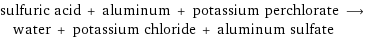 sulfuric acid + aluminum + potassium perchlorate ⟶ water + potassium chloride + aluminum sulfate