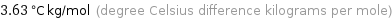 3.63 °C kg/mol (degree Celsius difference kilograms per mole)