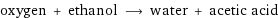 oxygen + ethanol ⟶ water + acetic acid