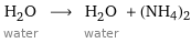 H_2O water ⟶ H_2O water + (NH4)2