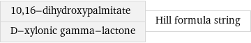 10, 16-dihydroxypalmitate D-xylonic gamma-lactone | Hill formula string