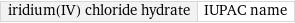 iridium(IV) chloride hydrate | IUPAC name