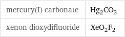 mercury(I) carbonate | Hg_2CO_3 xenon dioxydifluoride | XeO_2F_2