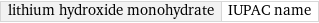 lithium hydroxide monohydrate | IUPAC name