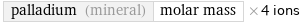 palladium (mineral) | molar mass×4 ions