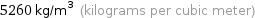 5260 kg/m^3 (kilograms per cubic meter)