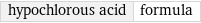 hypochlorous acid | formula