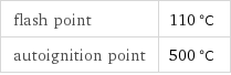 flash point | 110 °C autoignition point | 500 °C