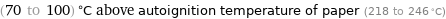 (70 to 100) °C above autoignition temperature of paper (218 to 246 °C)