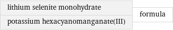 lithium selenite monohydrate potassium hexacyanomanganate(III) | formula