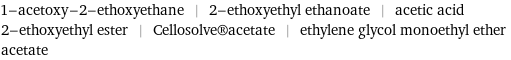 1-acetoxy-2-ethoxyethane | 2-ethoxyethyl ethanoate | acetic acid 2-ethoxyethyl ester | Cellosolve®acetate | ethylene glycol monoethyl ether acetate