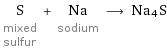 S mixed sulfur + Na sodium ⟶ Na4S