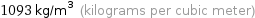 1093 kg/m^3 (kilograms per cubic meter)