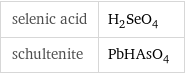 selenic acid | H_2SeO_4 schultenite | PbHAsO_4