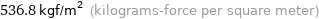 536.8 kgf/m^2 (kilograms-force per square meter)