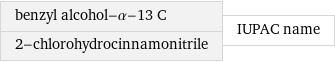 benzyl alcohol-α-13 C 2-chlorohydrocinnamonitrile | IUPAC name