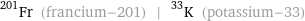 Fr-201 (francium-201) | K-33 (potassium-33)