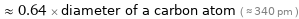  ≈ 0.64 × diameter of a carbon atom ( ≈ 340 pm )