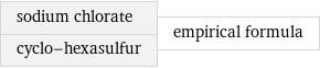 sodium chlorate cyclo-hexasulfur | empirical formula