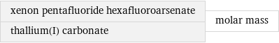 xenon pentafluoride hexafluoroarsenate thallium(I) carbonate | molar mass