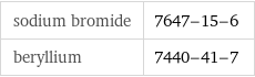 sodium bromide | 7647-15-6 beryllium | 7440-41-7