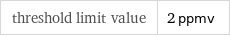 threshold limit value | 2 ppmv