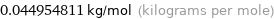 0.044954811 kg/mol (kilograms per mole)