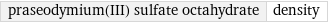 praseodymium(III) sulfate octahydrate | density