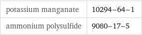 potassium manganate | 10294-64-1 ammonium polysulfide | 9080-17-5
