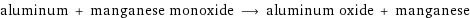 aluminum + manganese monoxide ⟶ aluminum oxide + manganese