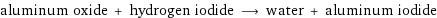 aluminum oxide + hydrogen iodide ⟶ water + aluminum iodide