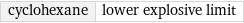 cyclohexane | lower explosive limit