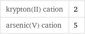 krypton(II) cation | 2 arsenic(V) cation | 5
