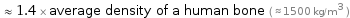  ≈ 1.4 × average density of a human bone ( ≈ 1500 kg/m^3 )