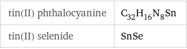 tin(II) phthalocyanine | C_32H_16N_8Sn tin(II) selenide | SnSe