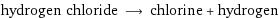 hydrogen chloride ⟶ chlorine + hydrogen