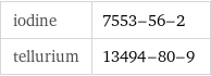 iodine | 7553-56-2 tellurium | 13494-80-9