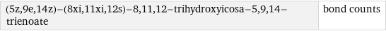 (5z, 9e, 14z)-(8xi, 11xi, 12s)-8, 11, 12-trihydroxyicosa-5, 9, 14-trienoate | bond counts